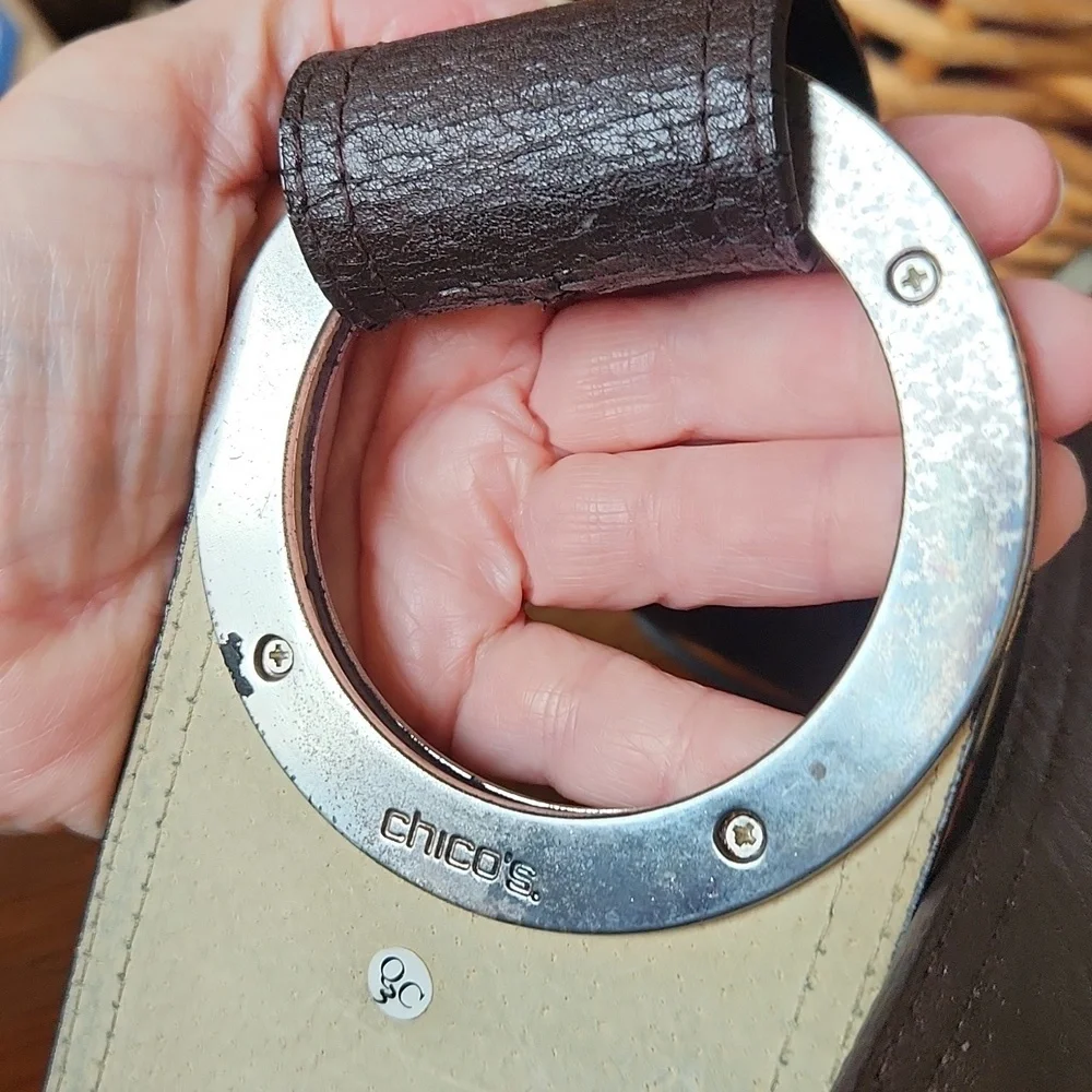 Chicos Silver Metal Wide‎ Brown Belt 36